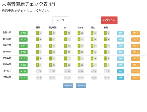 健康チェック表