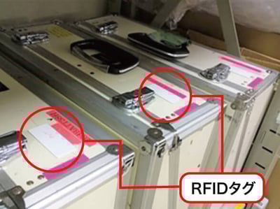 測定器に貼り付けられたRFIDタグ