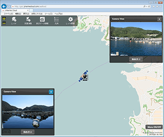 The video monitoring and status grasping of fish cages offshore can be made by the use of a solar power generation system and a mobile phone communications network.